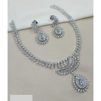 NAFJ Luxury Rhodium Polish American Diamond Necklace Set