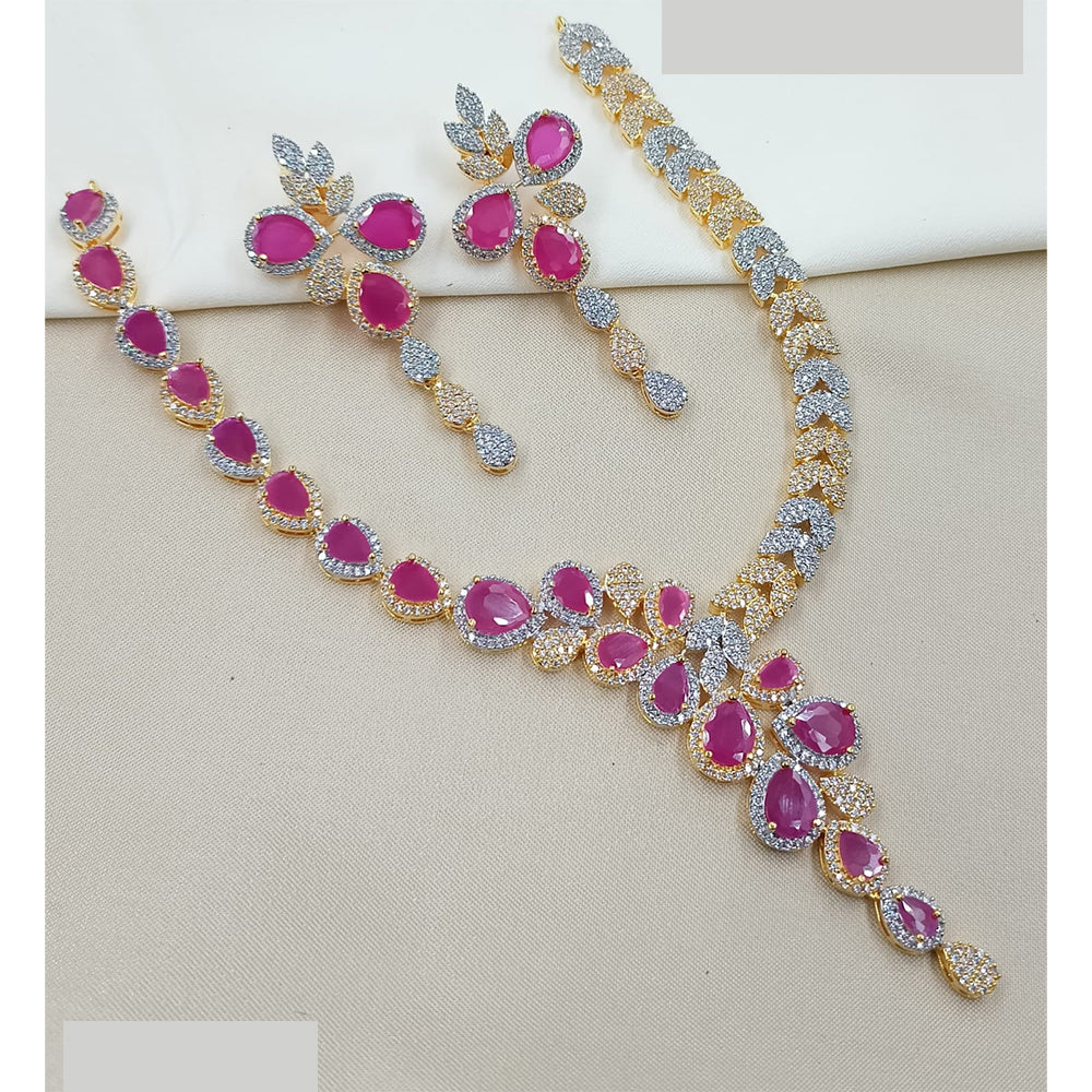 NAFJ Luxury American Diamond Necklace Set