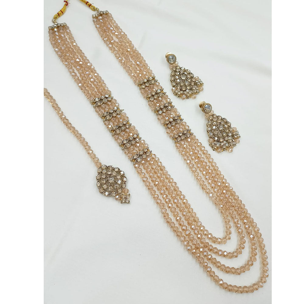 NAFJ Premium Austrian Stone And Pearl Designer Long Necklace Set