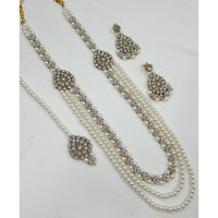 NAFJ Premium Austrian Stone And Pearl Designer Long Necklace Set