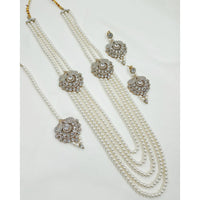 NAFJ Premium Austrian Stone And Pearl Designer Long Necklace Set