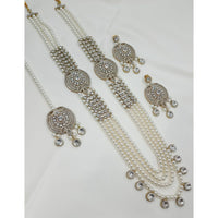 NAFJ Premium Austrian Stone And Pearl Designer Long Necklace Set