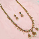 NAFJ Elegant Pota Stone And Austrian Stone Pearl Long Necklace Set