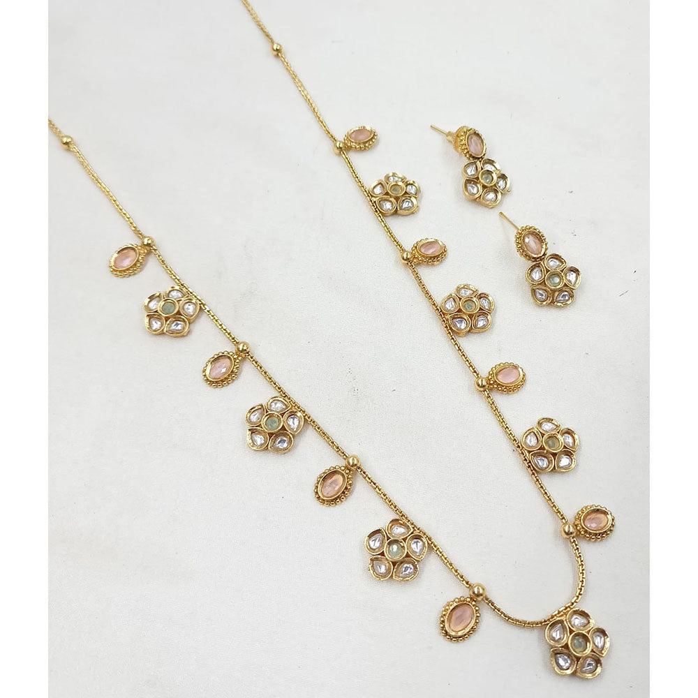 NAFJ Heritage Polki Kundan Stone Long Necklace Set