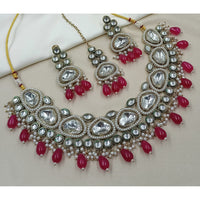 NAFJ Premium Kundan Stone Pearl And Beaded Necklace Set