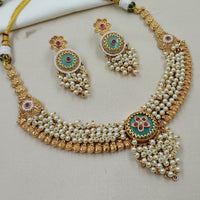 NAFJ Premium Pota Stone And Pearl Necklace Set