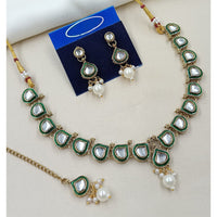 NAFJ Royal Kundan Stone And Pearl Meenakari Necklace Set