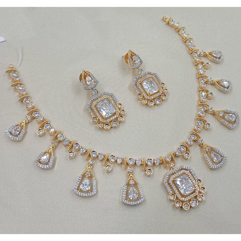 NAFJ Sparkling American Diamond Designer Necklace Set