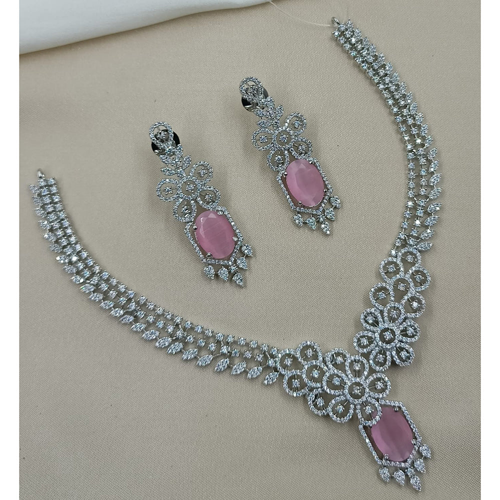 NAFJ Sparkling American Diamond Designer Necklace Set