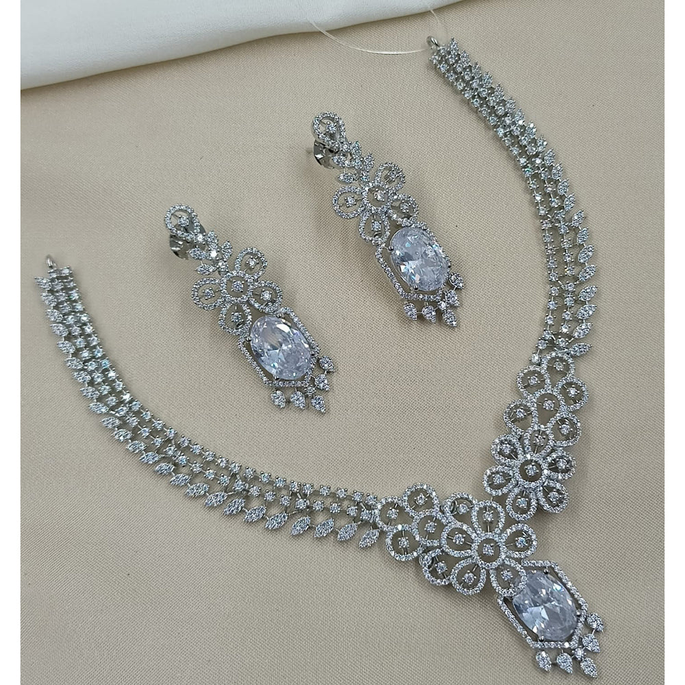 NAFJ Sparkling American Diamond Designer Necklace Set