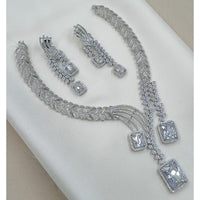 NAFJ Sparkling American Diamond Designer Necklace Set