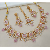 NAFJ Royal Look Pota Stone Pearl And Beads Necklace Set