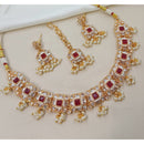 NAFJ Royal Look Pota Stone Pearl And Beads Necklace Set 