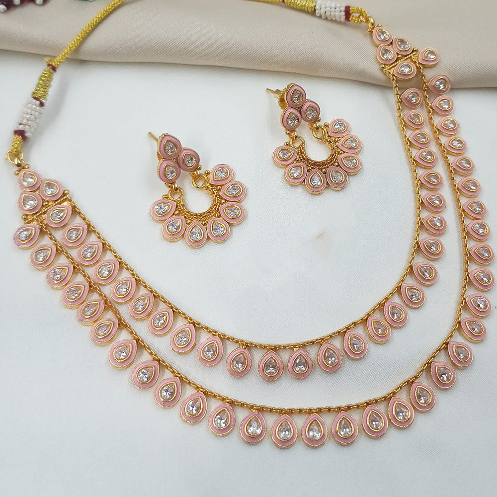 NAFJ Sparkling Crystal Stone Designer Meenakari Necklace Set