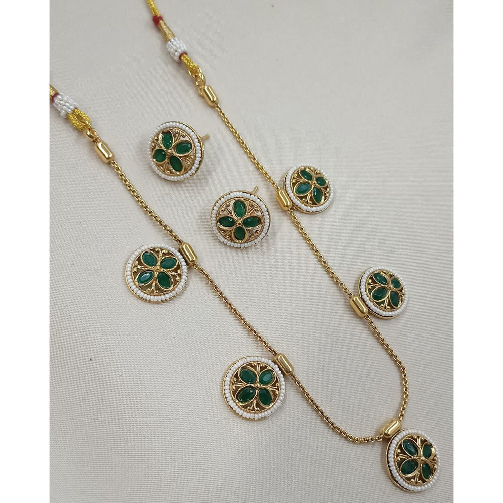 NAFJ Royal Pota Stone Designer And Pearl Necklace Set