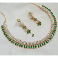 NAFJ Premium Crystal Stone And Pearl Statement Necklace Set