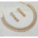 NAFJ Premium Crystal Stone And Pearl Statement Necklace Set