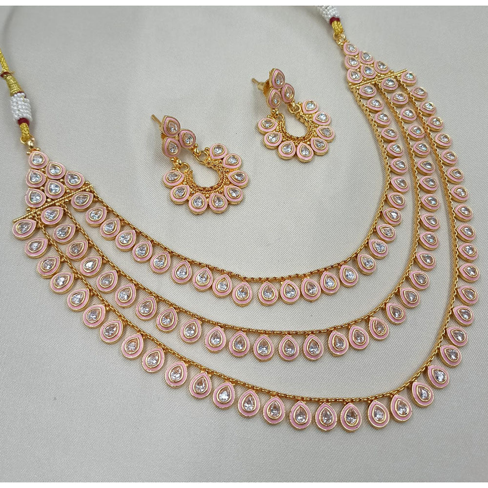 NAFJ Sparkling Crystal Stone Designer Meenakari Necklace Set