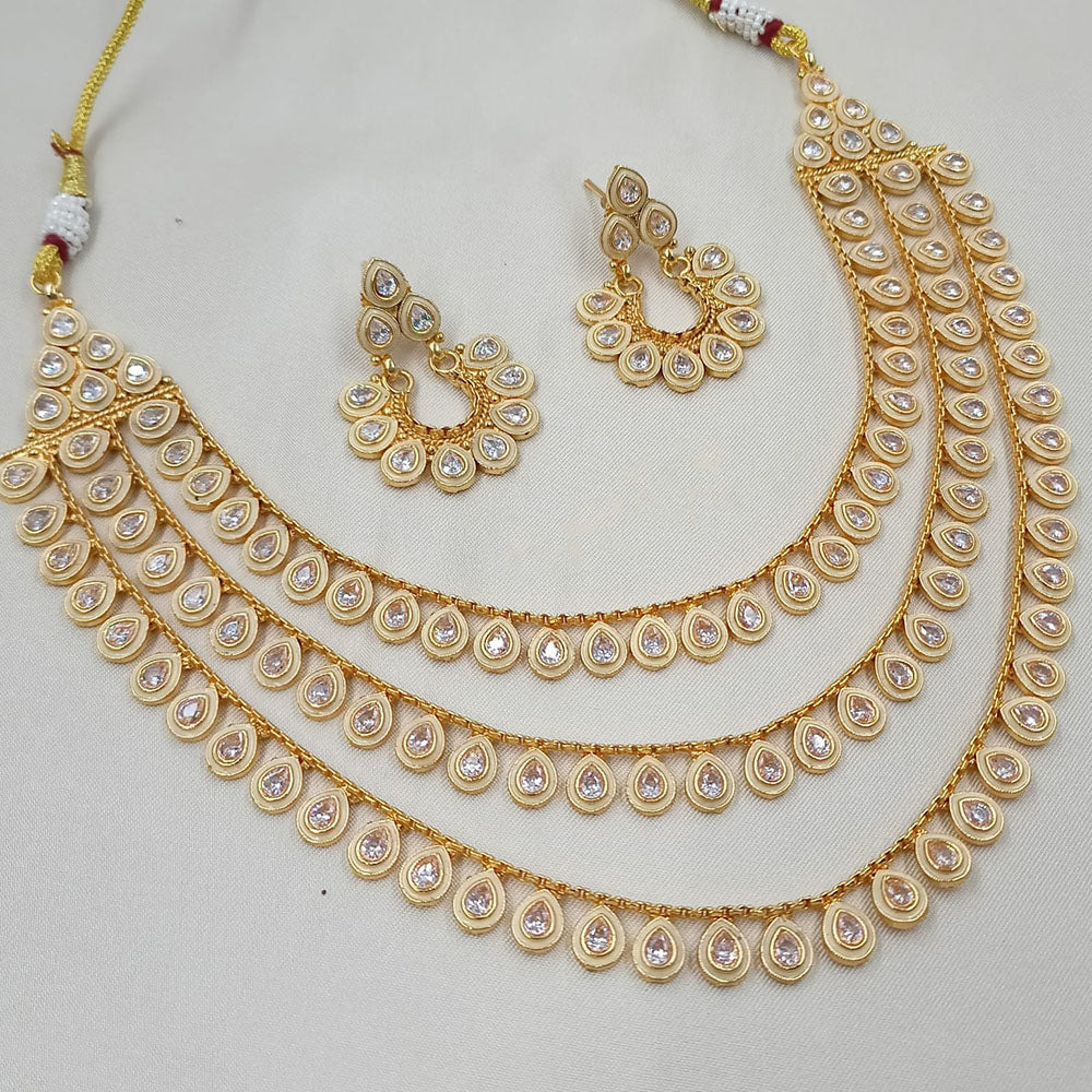 NAFJ Sparkling Crystal Stone Designer Meenakari Necklace Set