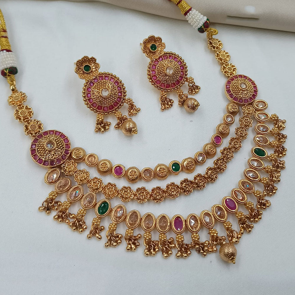 NAFJ Sparkling Crystal Stone Designer Beads Necklace Set