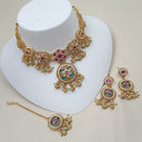 NAFJ Royal Pota Stone Designer And Pearl Choker Necklace Set