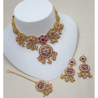 NAFJ Royal Pota Stone Designer And Pearl Choker Necklace Set
