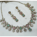 NAFJ Glam Polki Kundan Stone Embellished Necklace Set