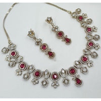 NAFJ Glam Polki Kundan Stone Embellished Necklace Set