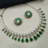 NAFJ Luxury American Diamond And Pearl Festive Jewellery Set