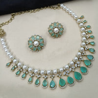 NAFJ Luxury American Diamond And Pearl Festive Jewellery Set