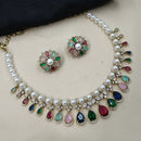 NAFJ Luxury American Diamond And Pearl Festive Jewellery Set