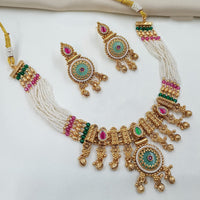 NAFJ Royal Pota Stone Designer And Pearl Necklace Set