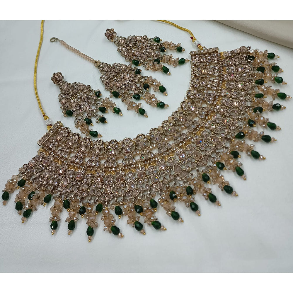 NAFJ Sparkling Crystal Stone Beads And Pearl Designer Necklace Set