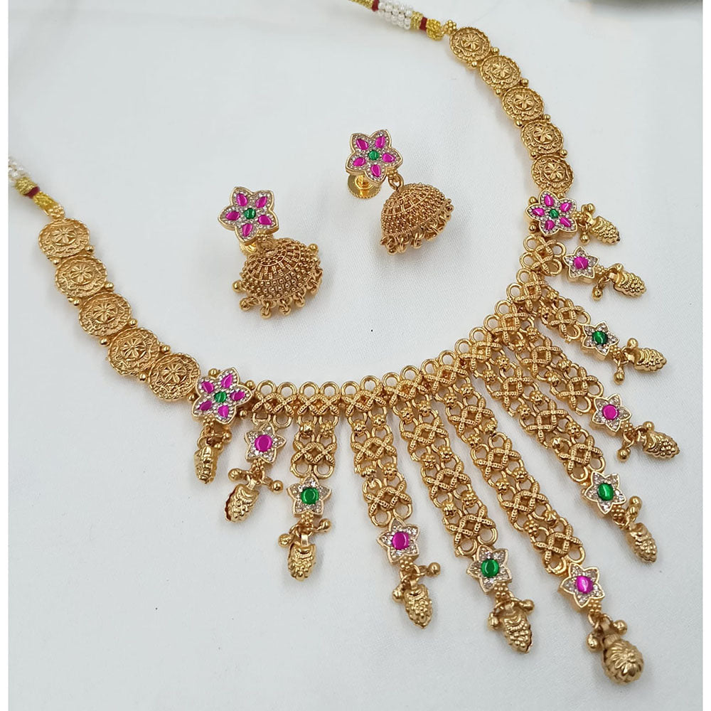 NAFJ Royal Pota Stone Designer And Pearl Necklace Set
