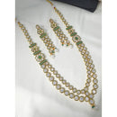 NAFJ Sparkling Crystal Stone And Pearl Designer Long Necklace Set
