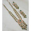NAFJ Sparkling Crystal Stone And Pearl Designer Long Necklace Set