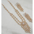 NAFJ Sparkling Crystal Stone And Pearl Designer Long Necklace Set