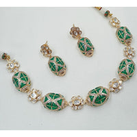 NAFJ Glam Polki Kundan Stone Embellished Necklace Set