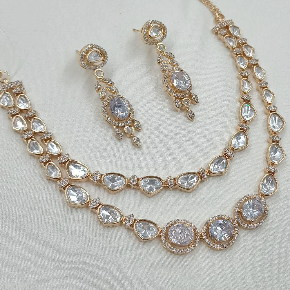 NAFJ Glam Polki Kundan Stone Embellished Necklace Set