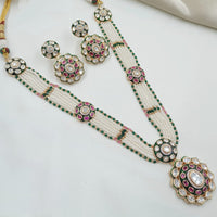 NAFJ Glam Polki Kundan Stone And Pearl Embellished Necklace Set