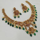 NAFJ Luxury Pota Stone And Pearl Traditional Temple Necklace Set