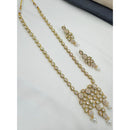 NAFJ Sparkling Crystal Stone And Pearl Designer Long Necklace Set