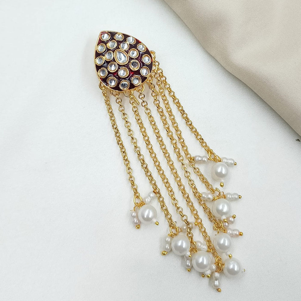 NAFJ Classic Indian Kundan Stone Pearl Hair Ornament