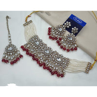 NAFJ Traditional Kundan Stone Pearl And Beads Choker Necklace Set