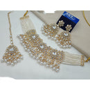 NAFJ Traditional Kundan Stone Pearl And Beads Choker Necklace Set