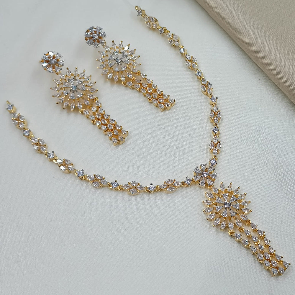 NAFJ Royal Sparkle American Diamond Necklace Set
