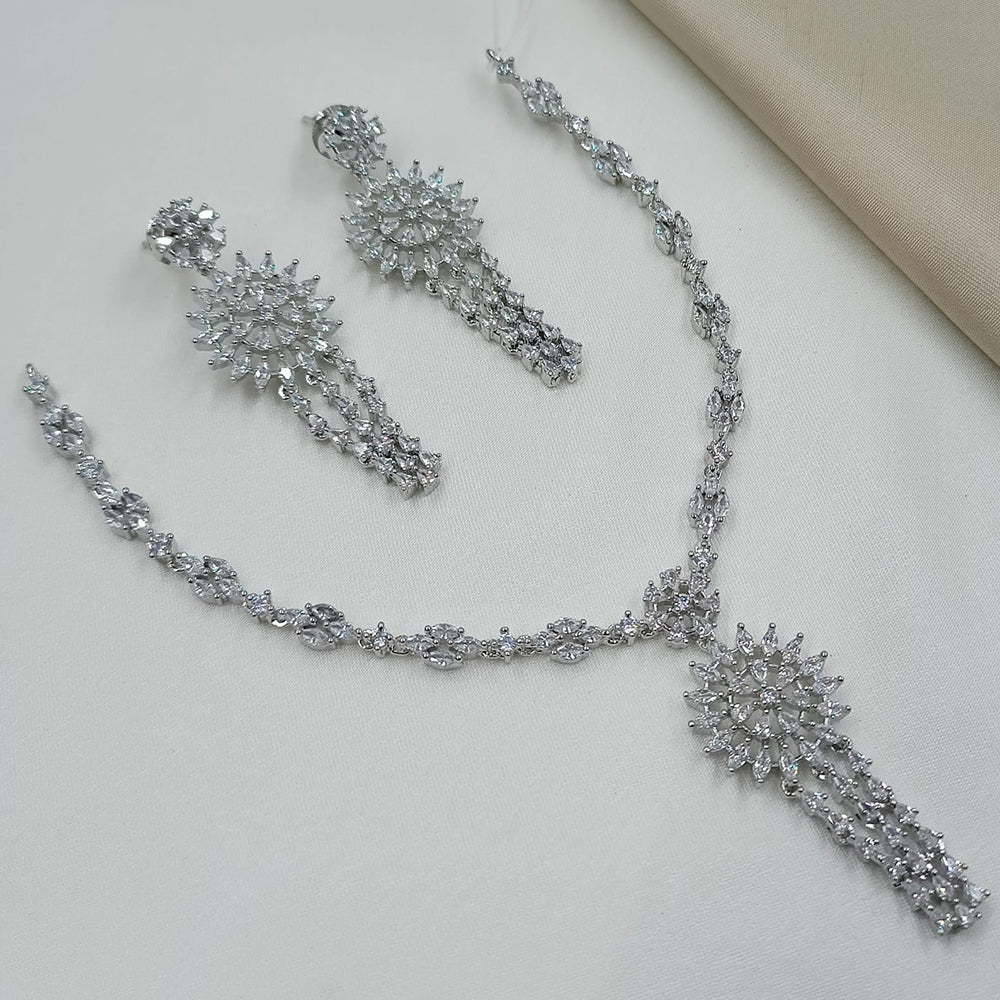 NAFJ Royal Sparkle American Diamond Necklace Set