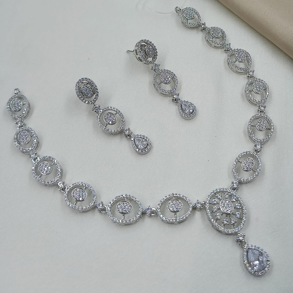 NAFJ Royal Sparkle American Diamond Necklace Set