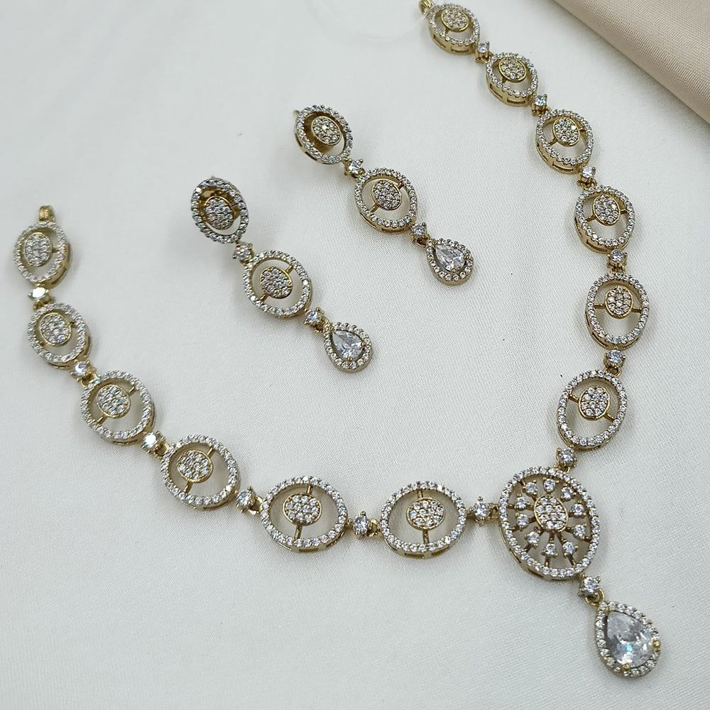 NAFJ Royal Sparkle American Diamond Necklace Set