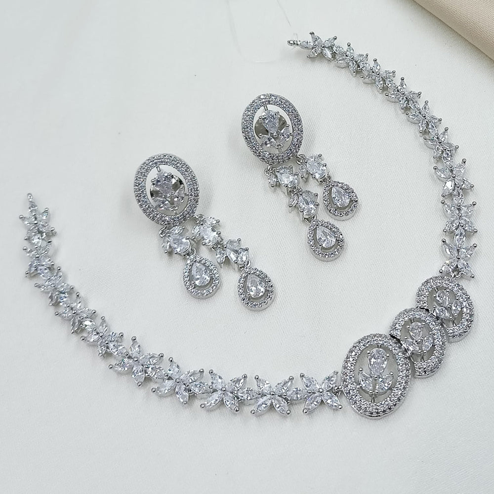 NAFJ Royal Sparkle American Diamond Necklace Set